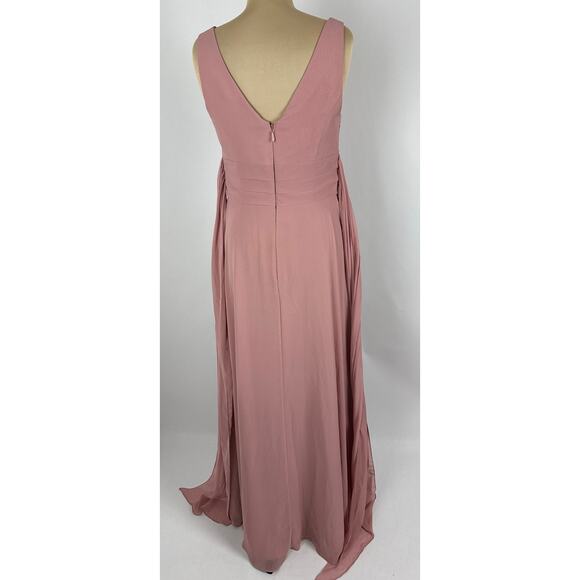 Azazie Size 10 A10 Dusty Rose Bianca A-Line Pleated Chiffon Gown Bridesmaid - Picture 9 of 14